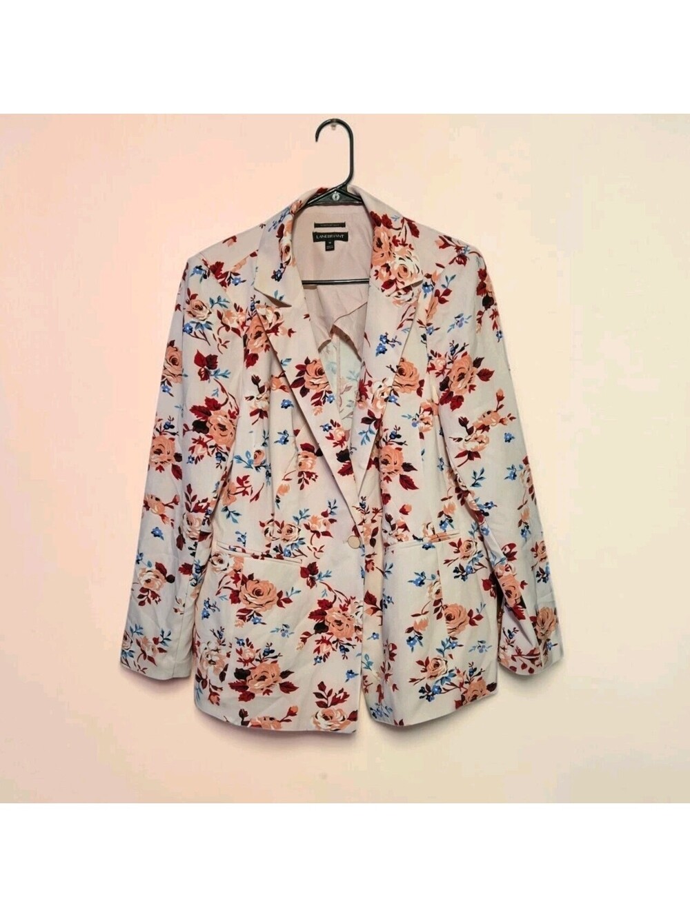 New Lane Bryant The Bryant Blazer Pink Floral Crepe Womens 22 Jacket Stretch